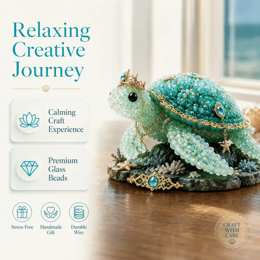 Handmade DIY Marine Organism Beaded Embroidery Kit Colorful Tiny 3D Beads Animal Keychain Making Kit Mini Educational