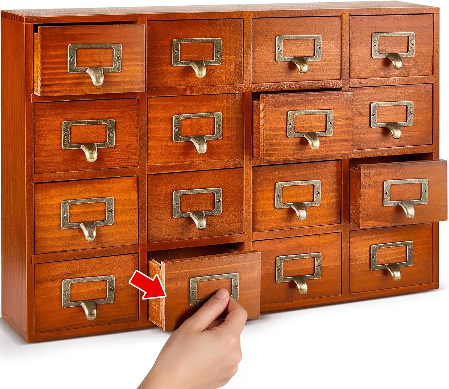 

16 Drawers Apothecary Cabinet Vintage Wooden Tabletop Storage Organizer for Office Desk Home Decor