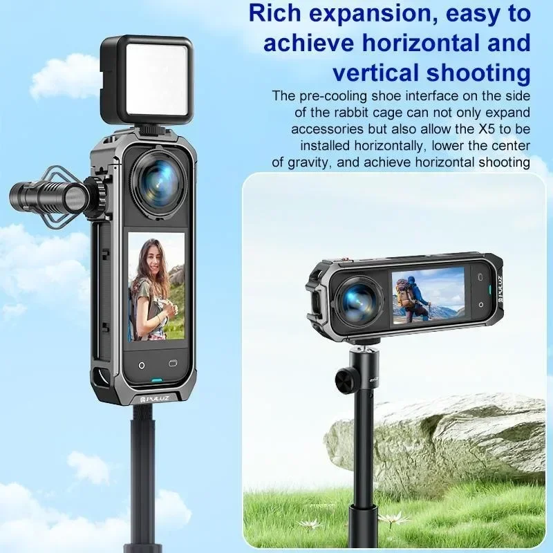 

Metal Frame Cage for Insta360 X5, Protective Frame Housing Case with Cold Shoe Mount Compatible for Insta 360 X5 Accessories