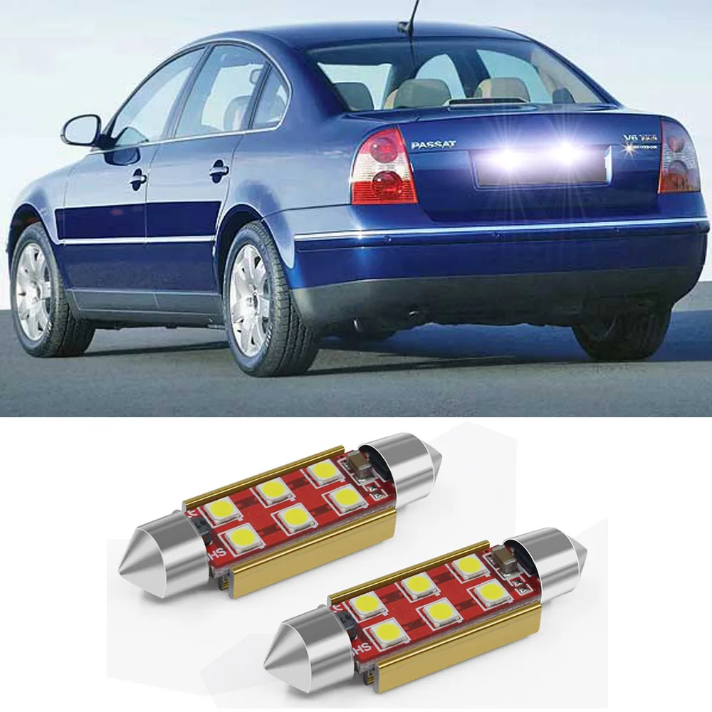 2Pcs LED License Plate light For VW Passat B5 B5.5 B6 1996-2010 Number Plate Light 12V White  Canbus