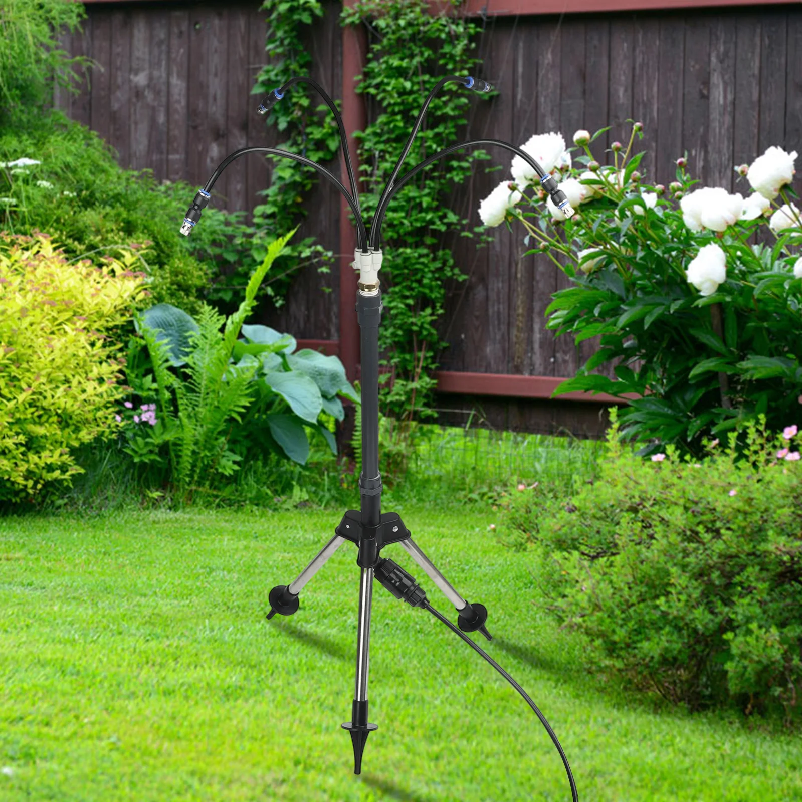 Adjustable Height Outdoor Misting System with 360 Degree Flexible Spray for Cooling For Patios Pools Decks and Outdoor Spaces