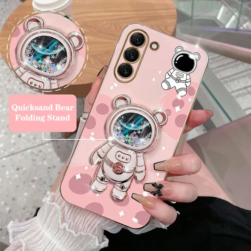 Handsome Astronaut Plating Phone Holder Case For Samsung Galaxy S23 S21 Ultra S21FE S23FE M51 M52 M53 M14 M42 M31 M30S Cover