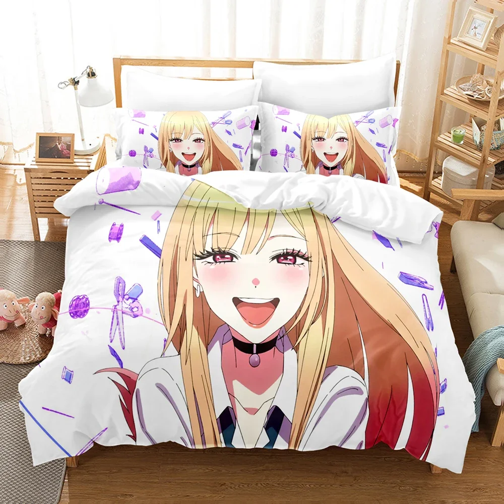 3D Printed My Dress Up Darling Bedding Set Anime Kitagawa Marin Duvet Cover Double Twin Full Queen King Adult Kids Quilt Cover