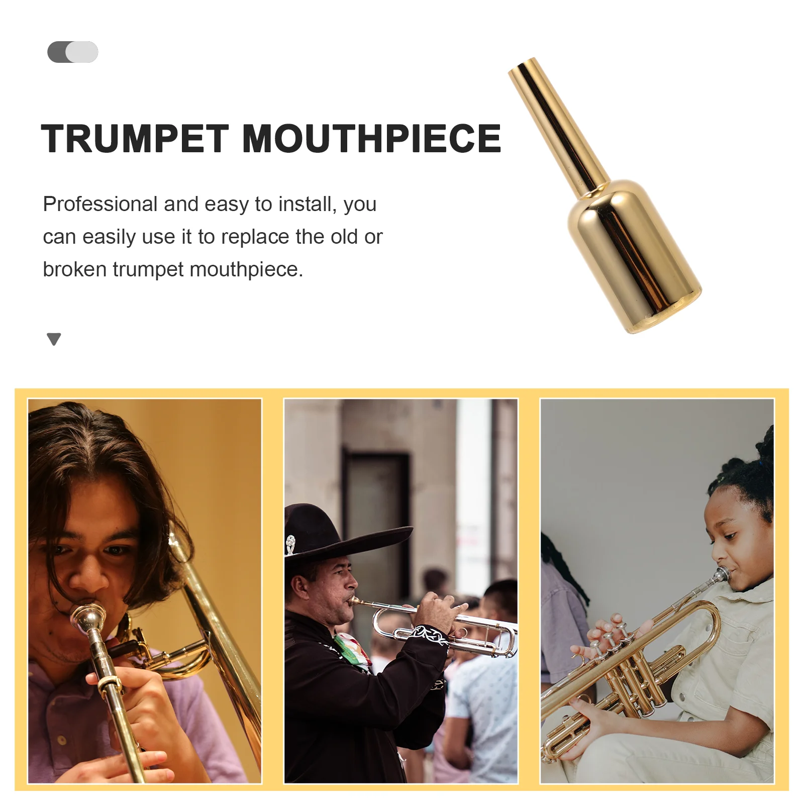 

Horn Trumpet Mouthpiece Small Creative Portable Part Gilded Practice Replacement