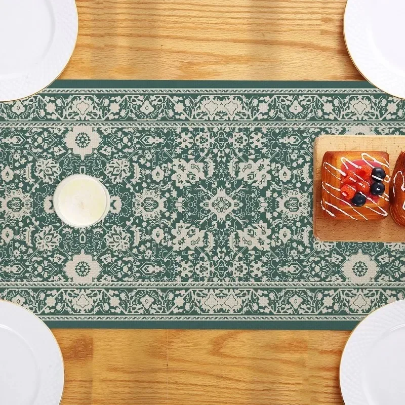 1PC New Sino-European Romantic Texture Printed Table Runner Linen Boho Long Tablecloth for Restaurant Decoration