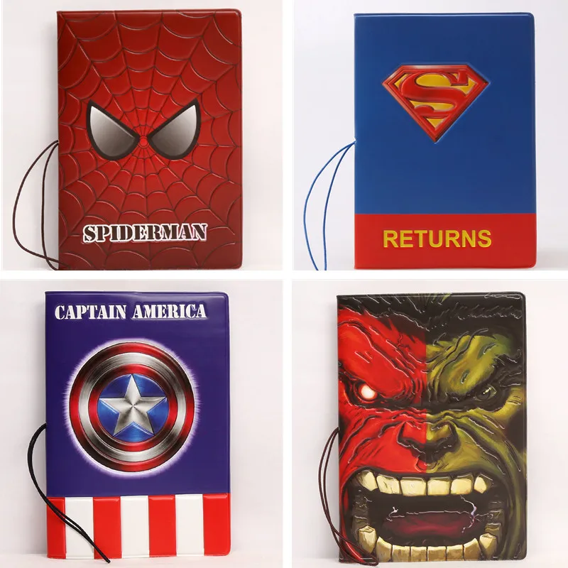 Disney New Passport Cover Marvel Super Heroes Spiderman Hulk Iron Man Cartoon Printing Case Portable ID Address Card Holder Gift