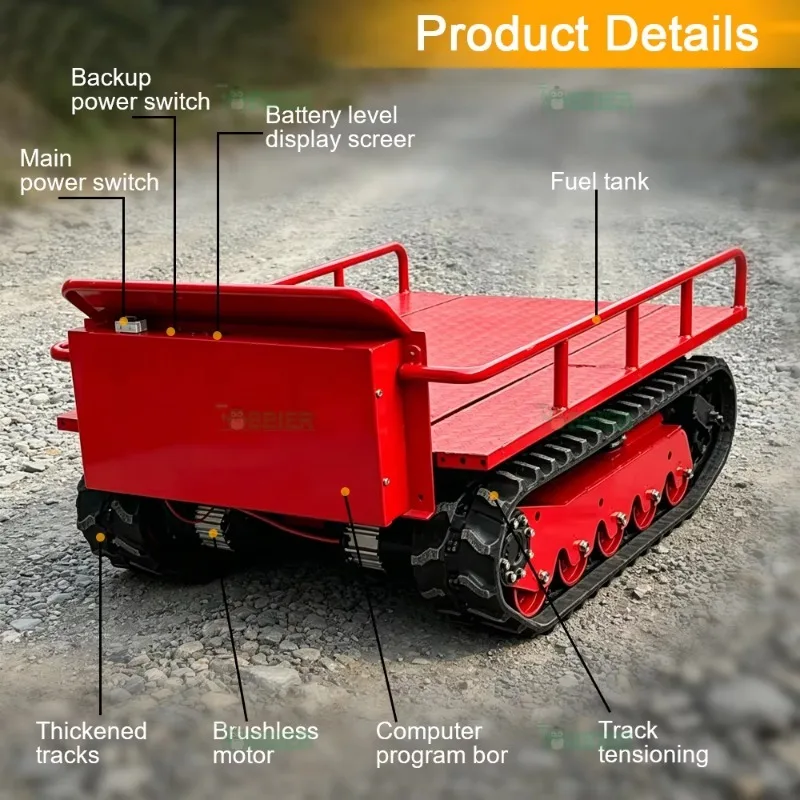 2000kg Remote Control Agricultural Tracked Transporter Hill Climbing Electric Crawler Carrier Farm Orchard Cargo Cart