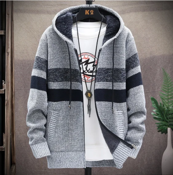 

2023 Autumn/Winter New Men's Fashion Casual Loose Sweater Men's Fleece and Thick Warm Large Size High Quality Cardigan Coat