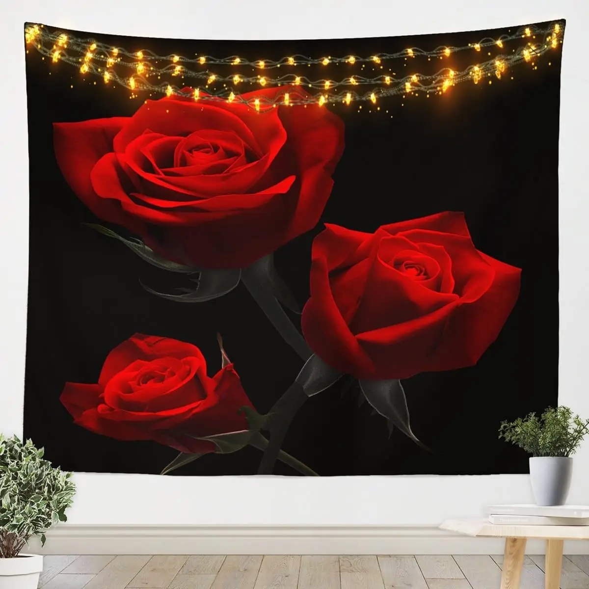 Blue Rose Wall Blanket Rose Floral Wall Tapestry Galaxy Gradient Butterfly Flower Hanging for Kids Boys Girls Women Couple Lover