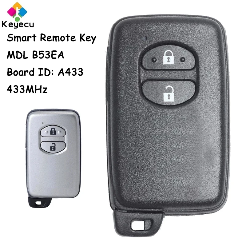 

KEYECU Smart Remote Control Key With 2 Buttons 433MHz ASK for Toyota Highlander Land Cruiser 200 MDL B53EA B77EA Board ID: A433