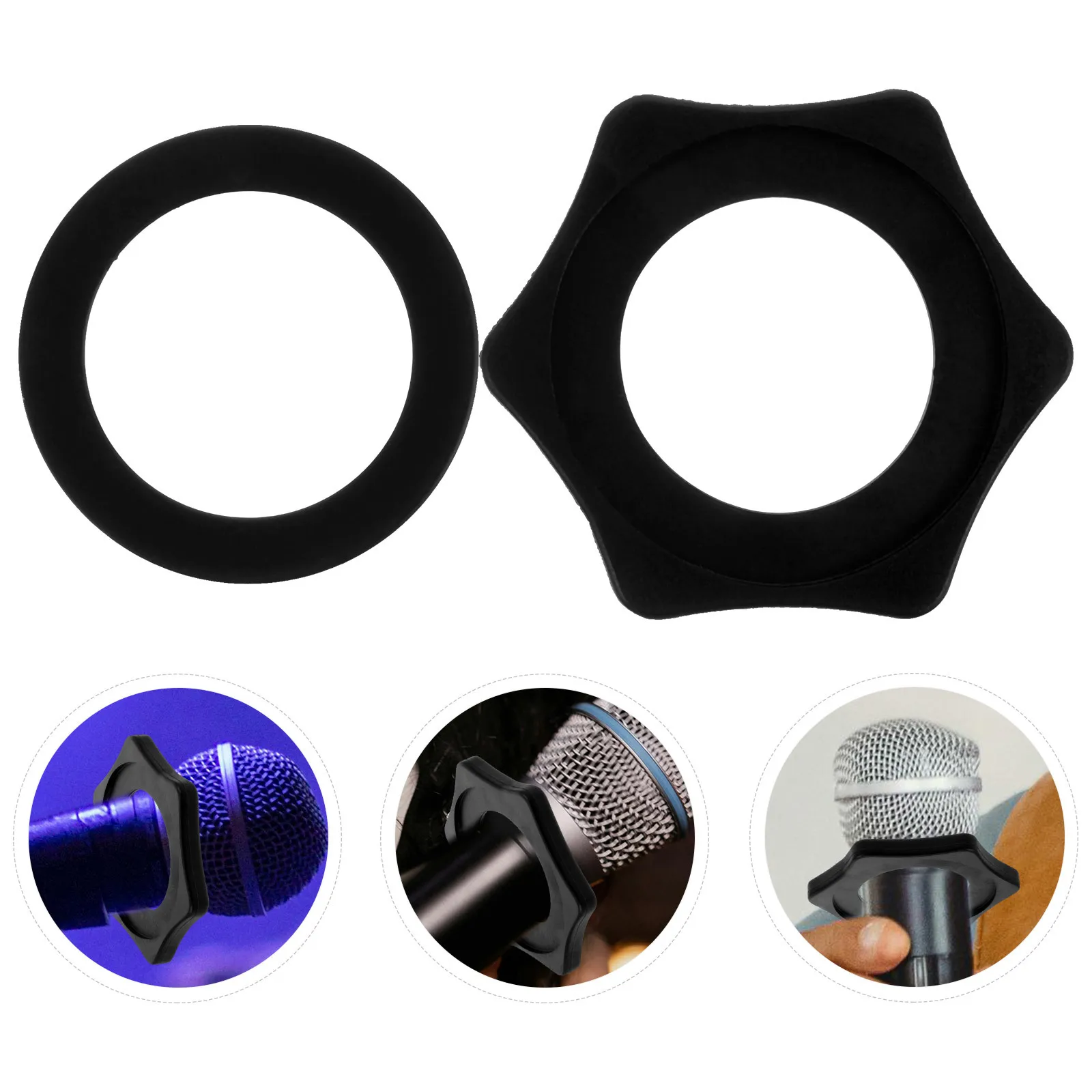 

5Sets Microphone Protection Rings Anti Fall Non Tear Mic Rings for Conference Room Performance Interview Microphone Accessories