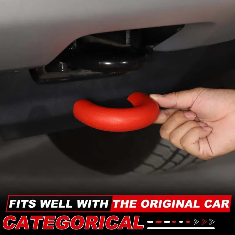 For Ford Ranger 2023+ Car Rescue Trailer Hook TPE Protective Cover Car Front Trailer Ring Protective Cover Red/Black Orange