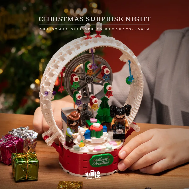 3D Puzzle Handmade Assembly Model Toys, Christmas Rotating Ferris Wheel, Building Model Ornaments, Gift, XT105