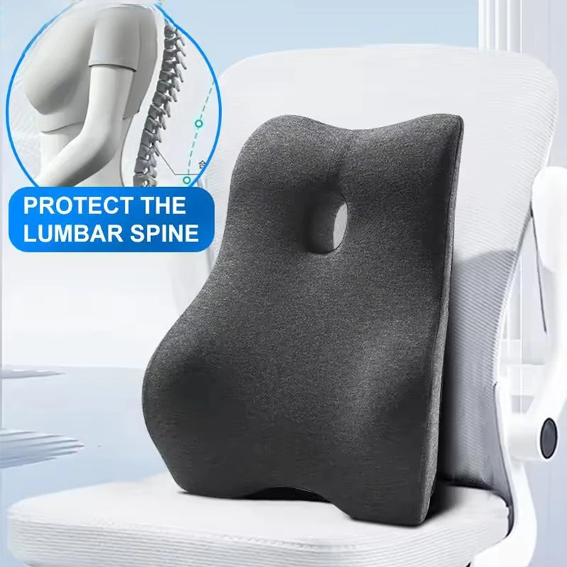 Office Waist Pillow Ergonomic Lumbar Support Memory Cotton 4D Curved Pad Car Waist Rest Office Waist Pillow Ergonomic Lumb