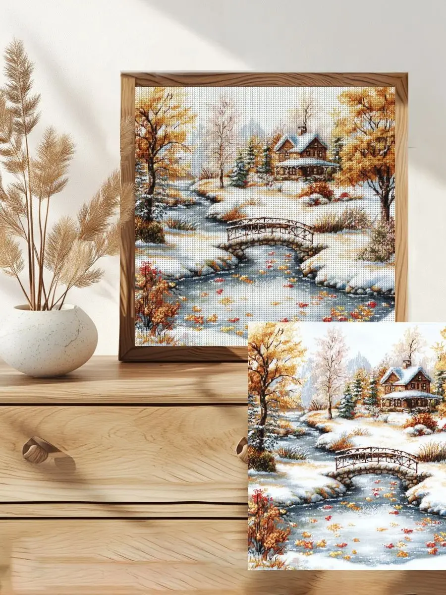 1 Stück 30x30 cm/11,8 Zoll Kreuzstich-Set mit Schneemotiv, DIY-Set 11CT/14CT, DIY-Stickset, Kreuzstich-Set als Geschenk – Detail 1
