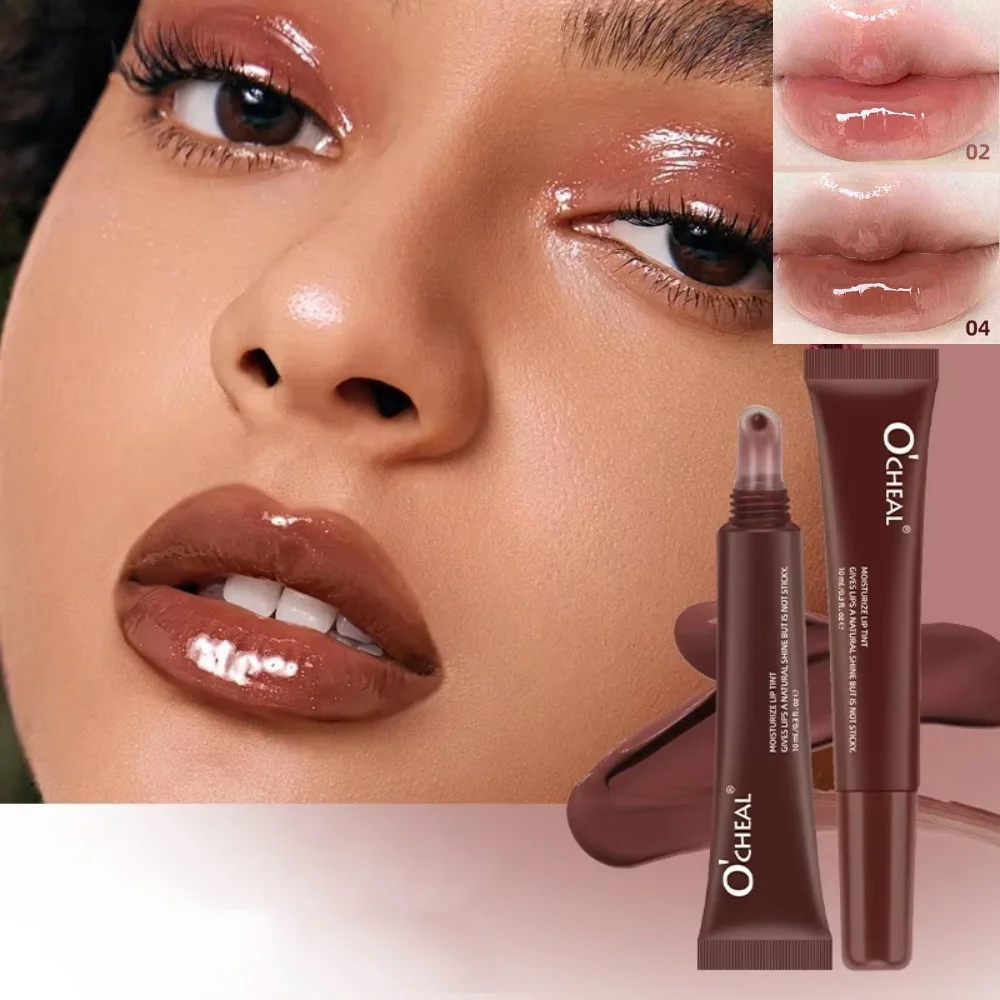 ガラスのような輝きで唇のラインを軽減し、唇をふっくらさせるリップオイルと鏡のようなリキッドリップグロスを備えた4色の保湿リップグロス。