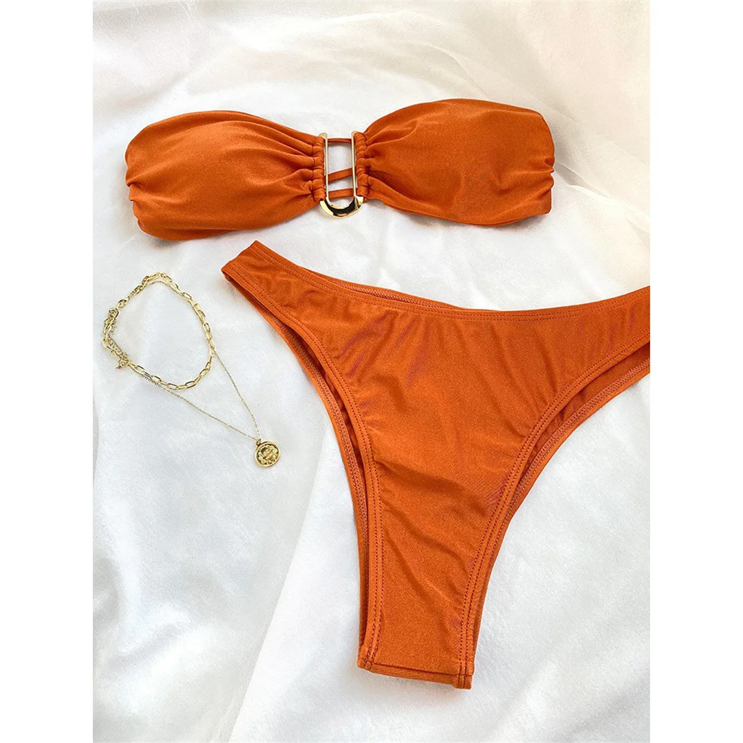 Neuer 4-Farben U-Ausschnitt Bandeau Brasilianischer Bikini Damen-Badeanzug Zweiteiliger Bikini-Set Badebekleidung Badeanzug V4965 – Detail 29