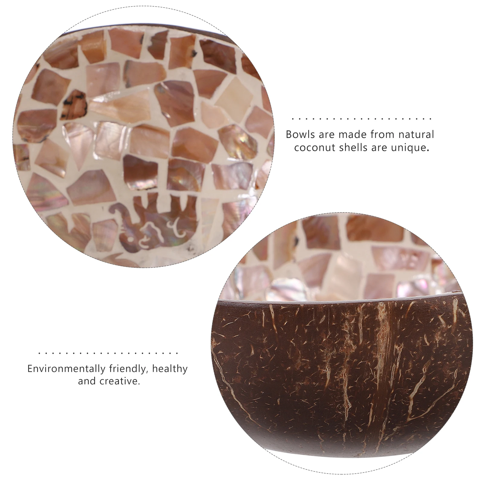 

1Pcs Natural Coconut Shell Bowl Creative Candy Container Key Holder Storage Home Ornament Desktop Display Key Storage Plate