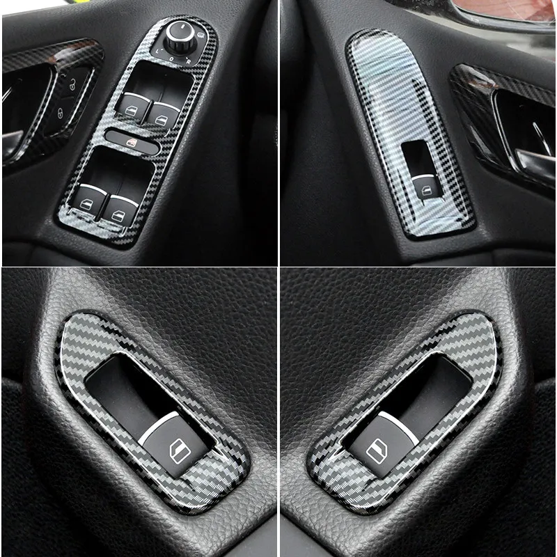

Для VW Golf 6 MK6 2010 2011 2012 2013, автомобильные аксессуары, внутренний переключатель подъема окна, панель управления, накладка, узор из углеродного волокна