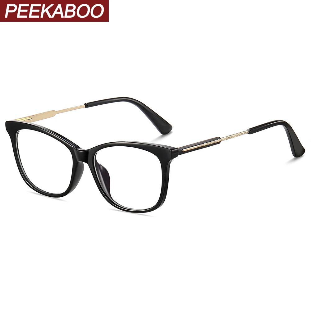 

Peekaboo fashion glasses anti blue light female TR90 cat eye glasses frame women clear lens square ladies black transparent