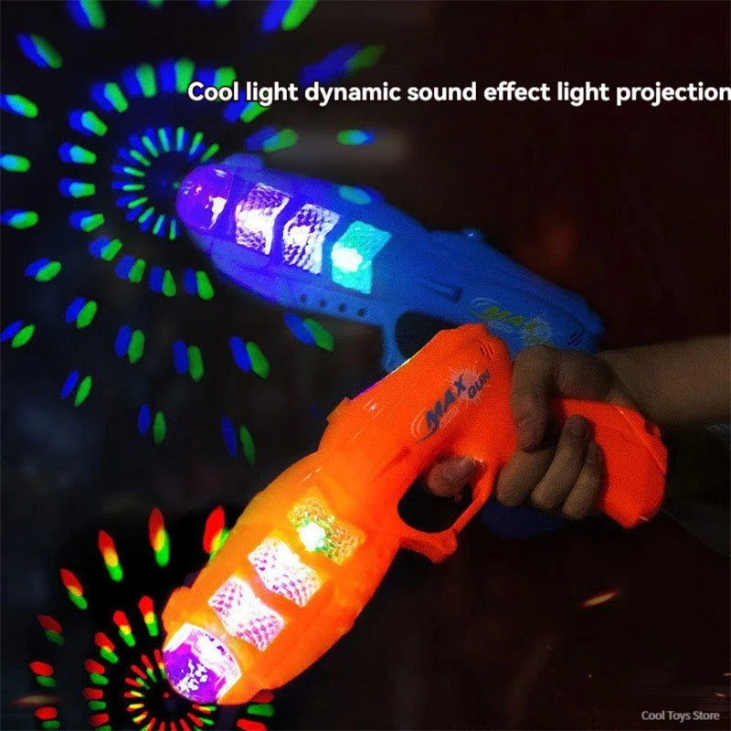 Nuevos juguetes para niños, pistola de fibra de proyección de música eléctrica, proyección de arco iris, pistola de luz con sonido, pistola luminosa para niños, cumpleaños