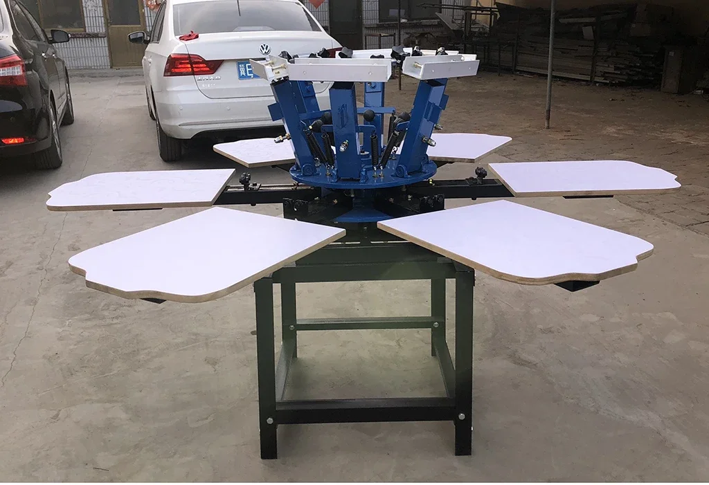 SPE-TR4050-6 Six-color Six-station Rack-type Screen Printing Machine Manual T-shirt Screen Printer