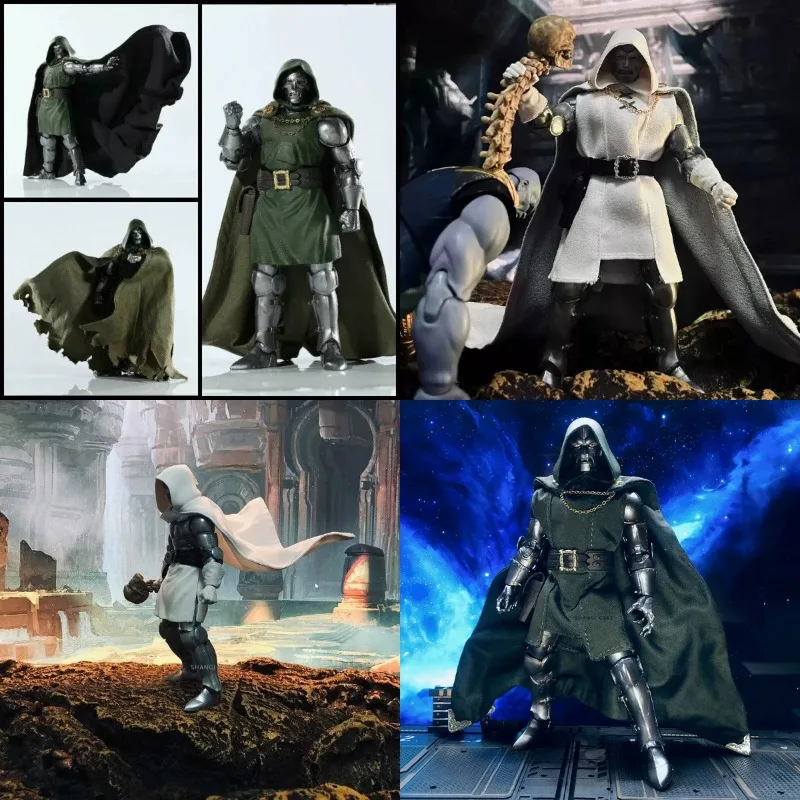 

1/12 Scale White/Green Destruction Doctor Cloak with Iron Wire Belt Clothes Model for 6'' Action Figures Scene Accessories