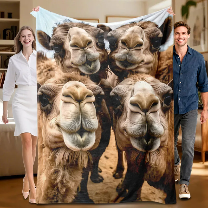 

Цельное фланелевое одеяло на верблюжьих тематиках, уютное для дивана, кровати, офиса. Идеальный подарок для семьи, друзей, праздников.