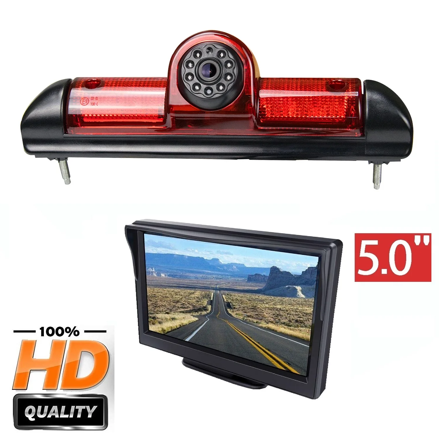 E9 HD 720p 3rd Brake Light Rear View Camera+5 Inch Monitor for FIAT Ducato/CITROEN Jumper/Citroen Relay/PEUGEOT Boxer X250 06-19