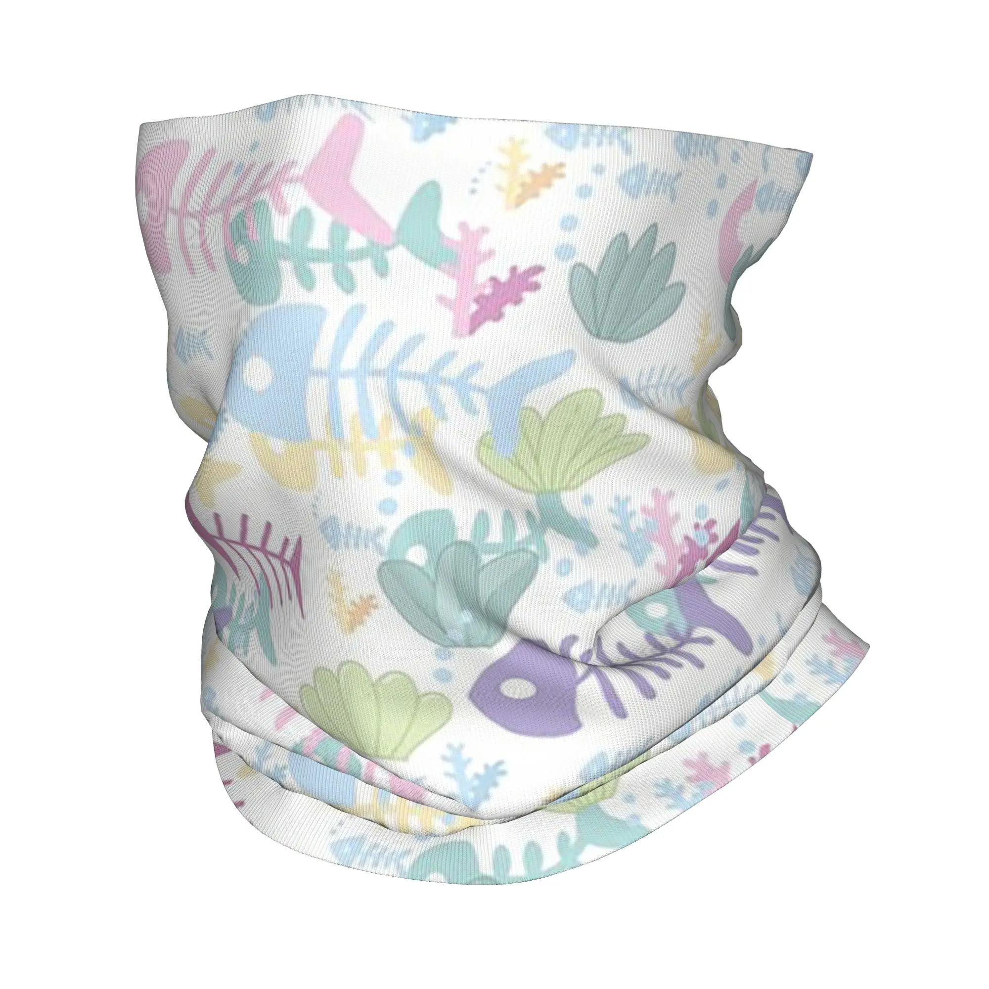 Fish Bone Under Sea White Pattern Bandana Neck Cover Printed Mask Scarf Multi-use Cycling Scarf Hiking Fishing Unisex Adult