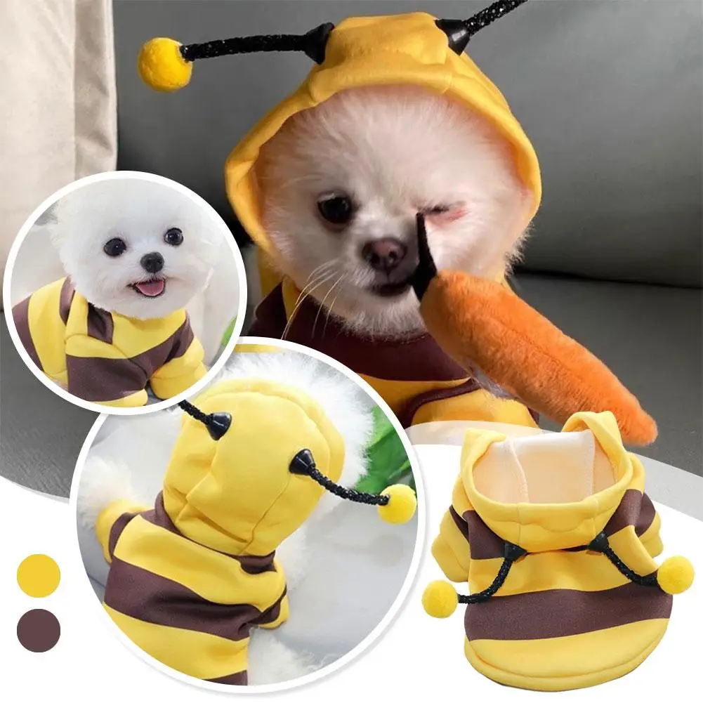 1pc Bee Pet Puppy Coat Apparel Outfit Fleece Clothes Hoodie Halloween Sweater Dog Costume Dog Fancy Hoodies Cosplay V1v2