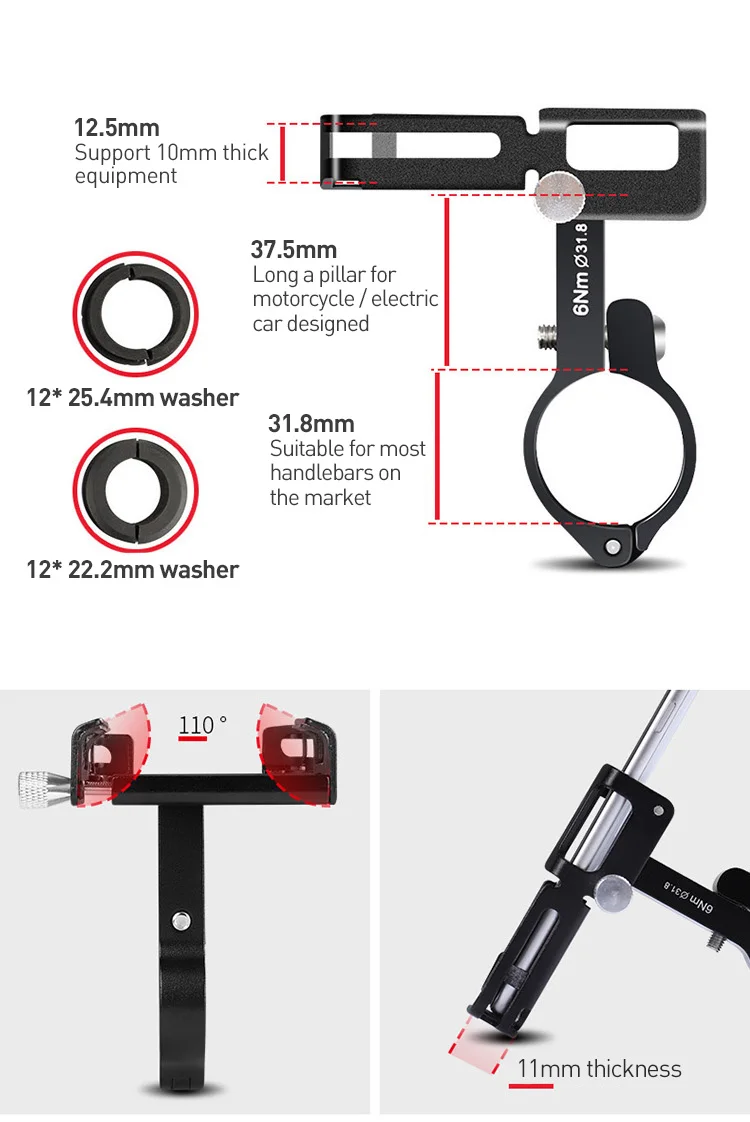 GUB P10 Fahrrad-Telefonhalter, 3,5–6,8 Zoll, Handy-Halterung für Elektrofahrrad, Motorrad, MTB, Rennrad, Lenker, Telefonständer – Detail 7