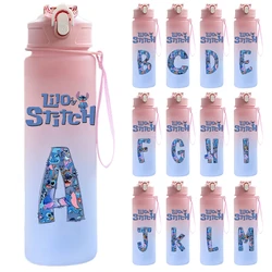 750ML Lilo Stitch Letter A-Z Printed Water Bottle Large Capacity Drinking Portable Anime Outdoor Sport Water Cup Children Gift