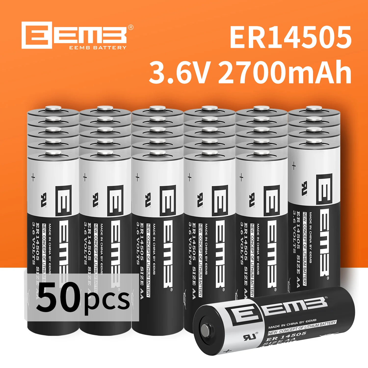 

50PCS EEMB brand lithium battery ER14505 3.6V AA 2700mAh for temperature humidity data logger Factory shipment