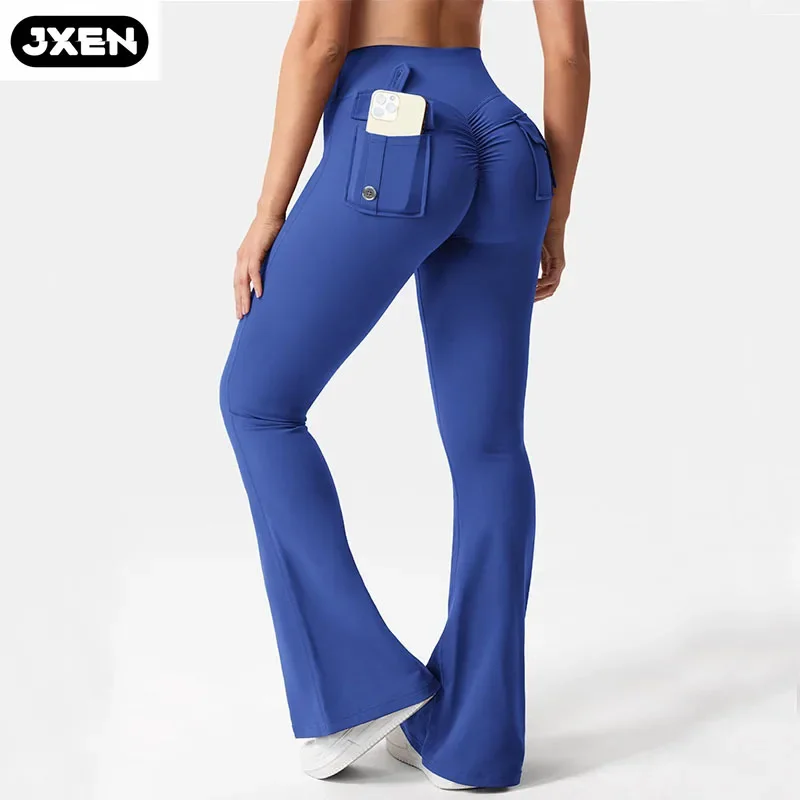 

Sportswear Woman Gym Tooling Pockets Trousers Elastic High Waist Fitness Pants Summer Fitness Exercise Yoga Running Hip Lift