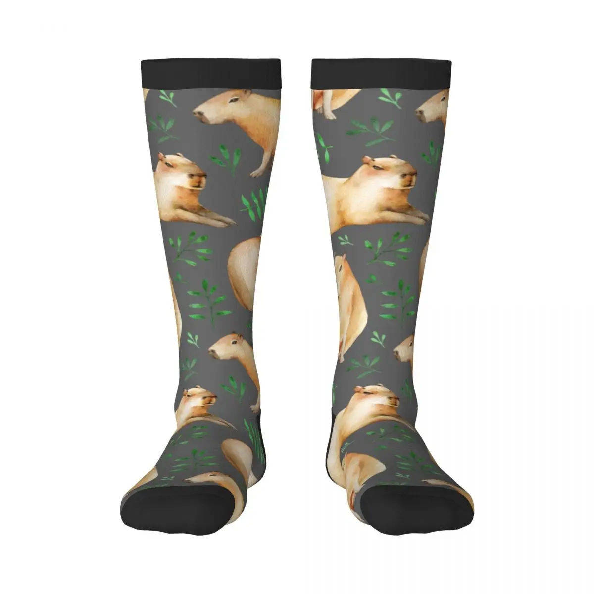 Unisex Socks Capybara Cute Leaf Wild Animal Casual Socks Harajuku Business Long Socks