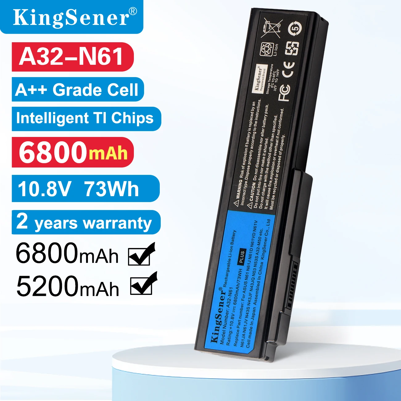 KingSener A32-N61 Laptop Battery for ASUS N61 N61J N61D N61V N61VG N61JA N61JV M50s N43S N43JF N43JQ N53 N53S N53SV A32-M50