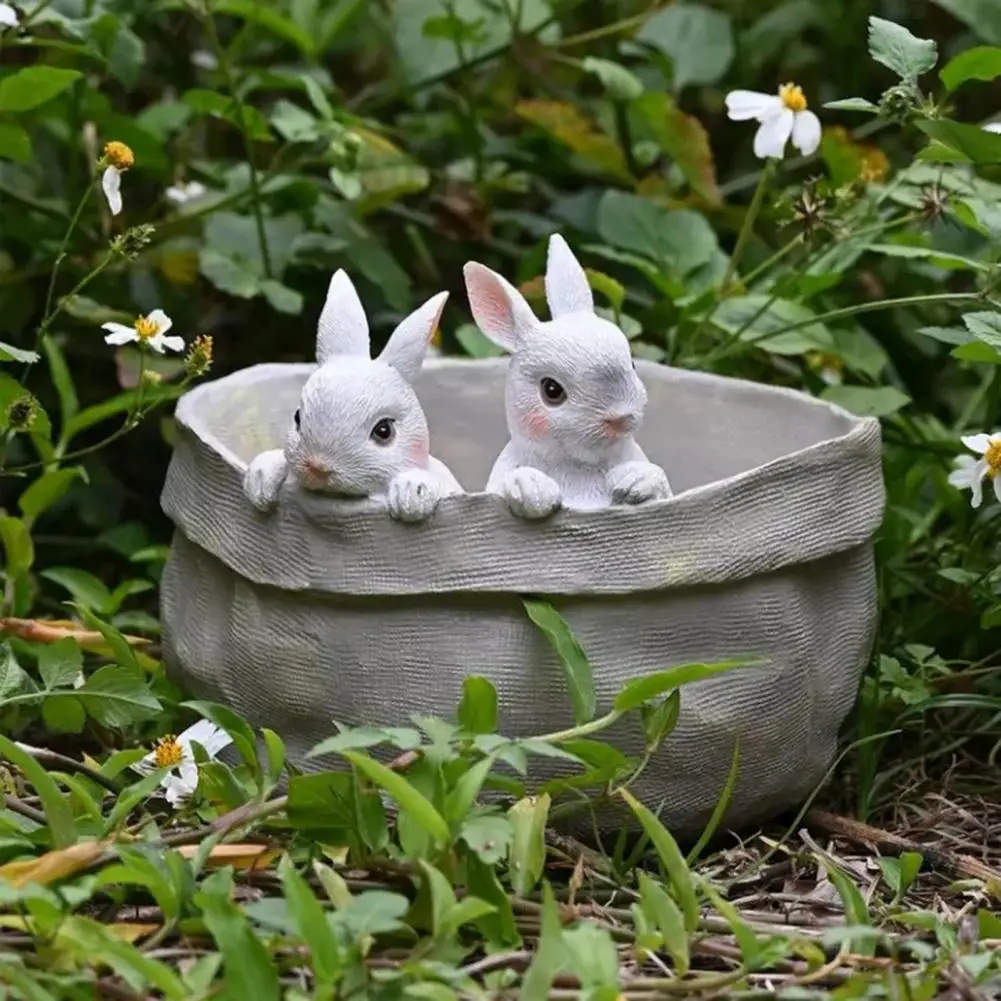 

Resin Rabbit Potted Ornament Delicate Cute Animal Decorative Lovely Ornament Plant Pot Garden Accessories