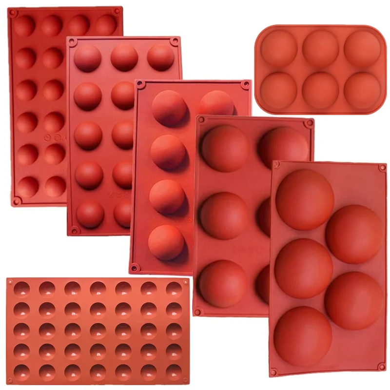Molde de silicona semiesférico de 1 pieza para chocolate, bandeja de media bola para cheesecake, domo de silicona para hornear pasteles, molde para pudín, dulces, gelatina, herramienta DIY
