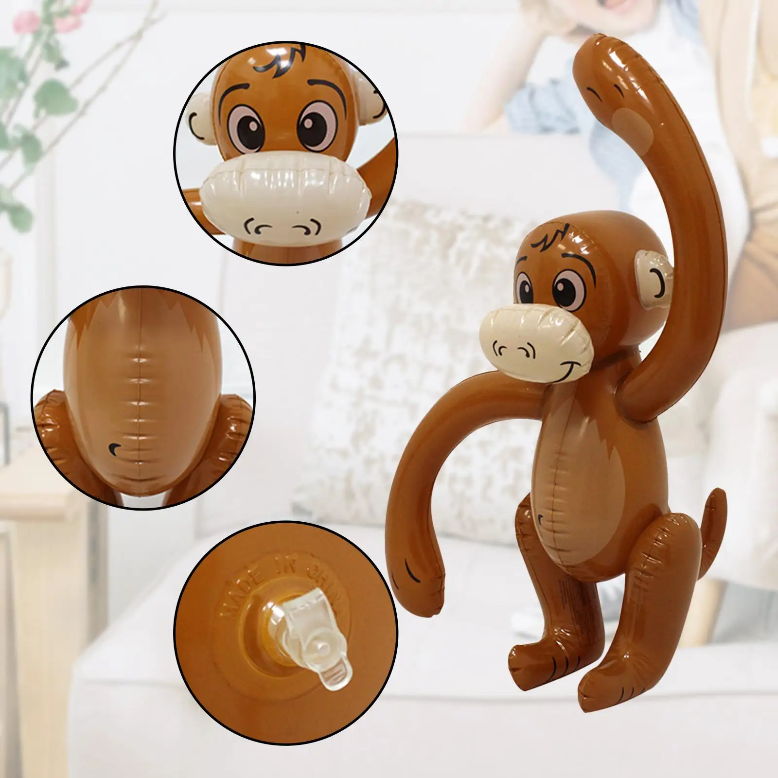 Inflatable Monkey Versatile Decorative Large Interactive Jungle Decor Party Favors Kids Blow up Animal Toy Photo Props