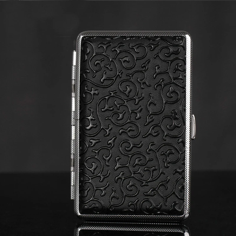 Retro Slim Smoking Box Delicate Pattern Leather Cigarette Case Waterproof Cigarette Storage Gift for Smoker Accessories