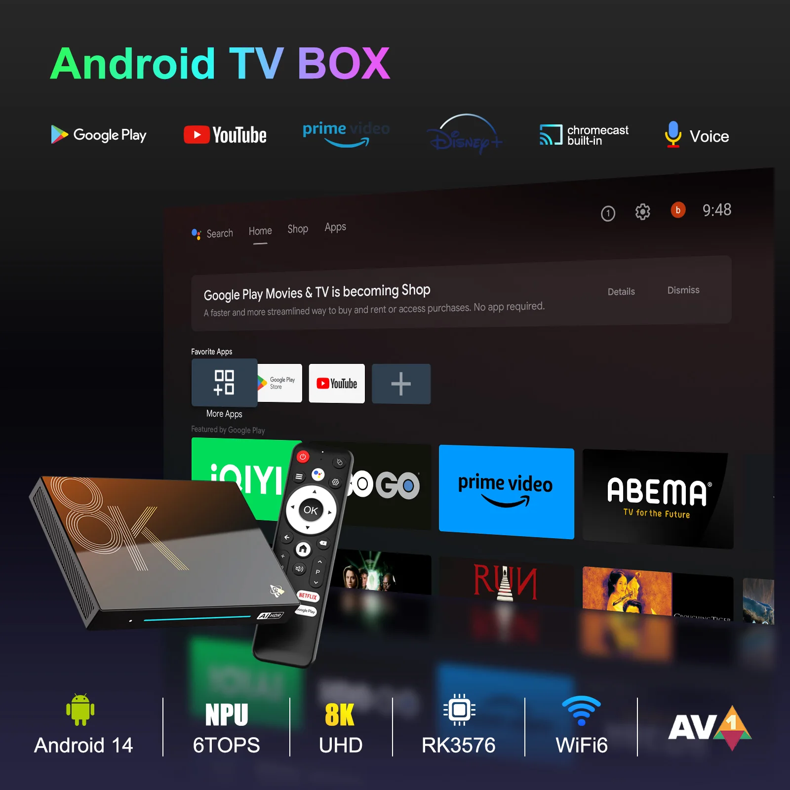 H96 MAX M9S Android 14 TV BOX RK3576 Восьмиядерный DDR4 8 ГБ 128 ГБ 1000M LAN USB3.0 Wi-Fi6 BT5.4 8K Декодирование AV1 Телеприставка 4 ГБ 32 ГБ