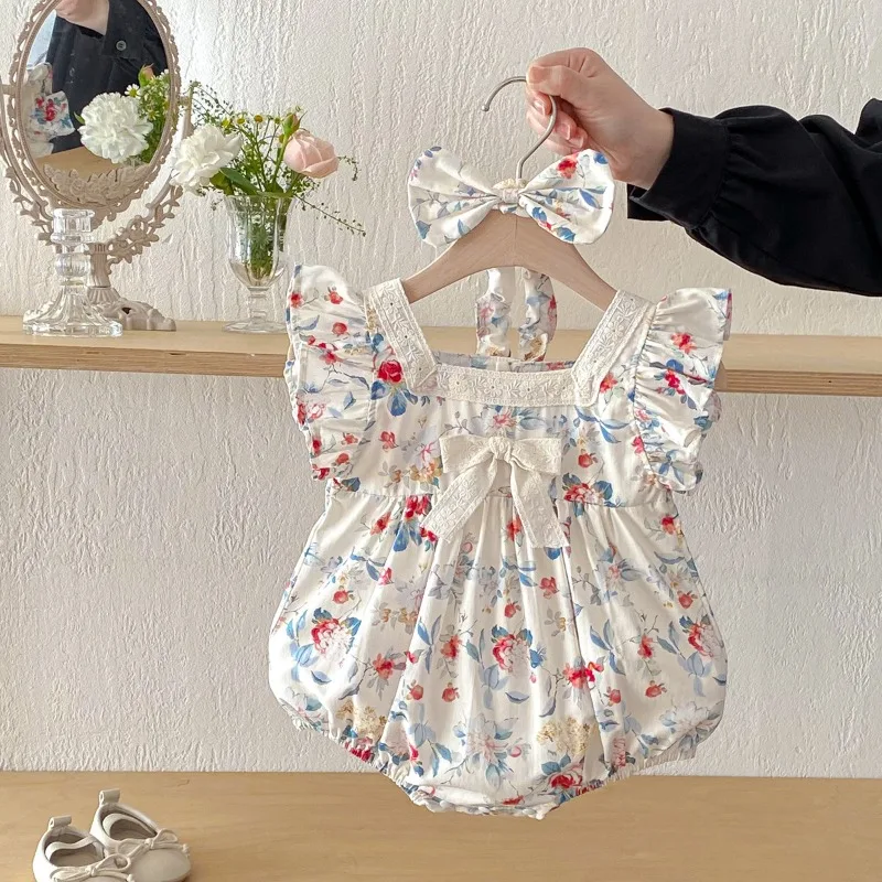 ZOETOPKID 2026 Summer Kids Princess Dress 0-24M Baby Girl Party bodysuit Flying Sleeve Cotton Infant Romper Children Clothes