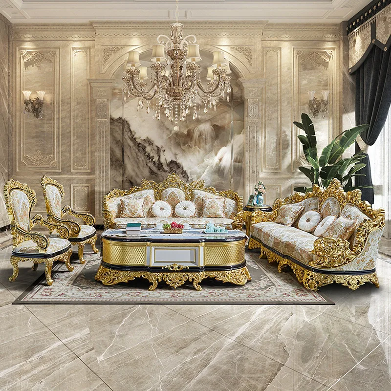 

French sofa Turkish court fabric sofa villa large living room fabric sofa European style