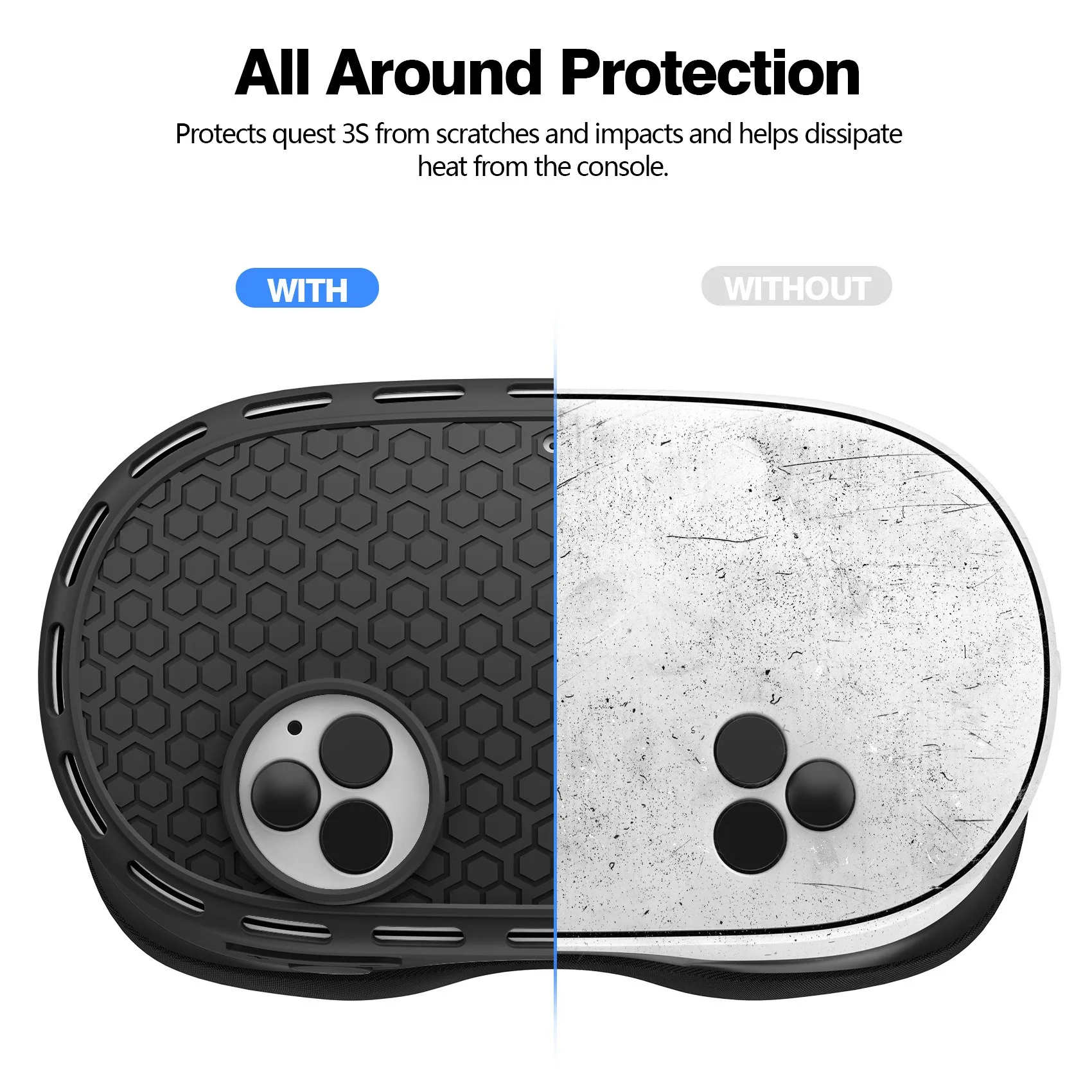 Capa protetora de silicone 7 em 1 para fone de ouvido Meta Quest 3S VR