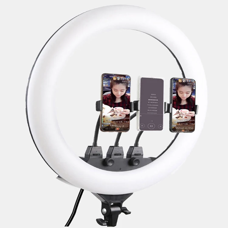 18-Inch High Quality Color Temperature Adjustable Photography Selfie Phone Compatible with Light Emitting Diode Ring Light with
