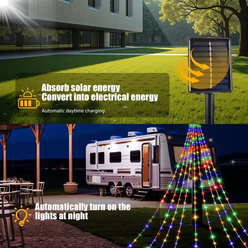 Outdoor Solar Lights 280LED Solar Christmas Tree Decoration Light 8 Modes Fairy Light for Christmas Halloween Garden Yard Party