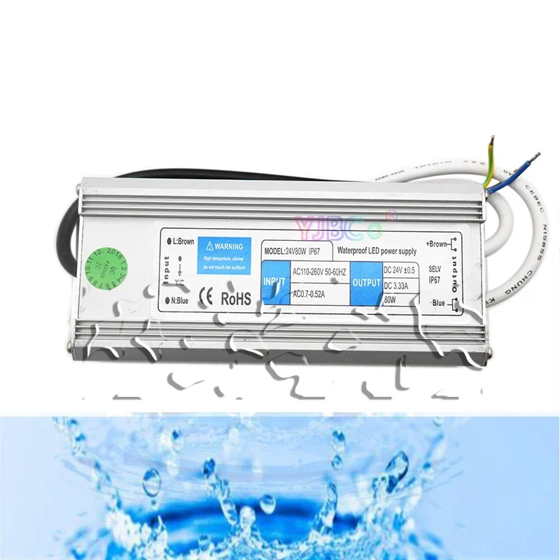 Waterproof IP67 Transformer LED Lights Power Supply DC 12V 24V 20W/30W/50W/80W/100W/150W Driver Power adapter for LED Strip