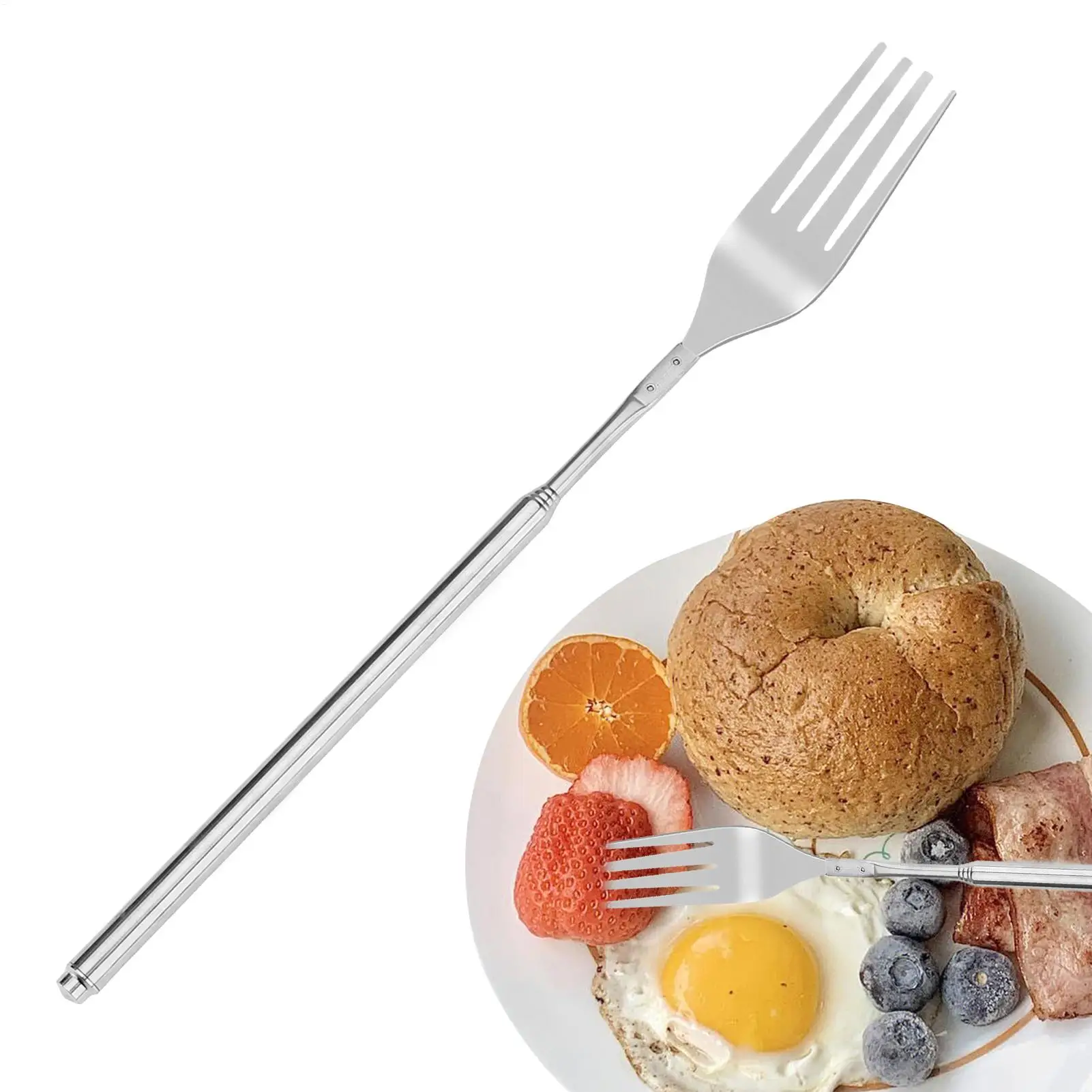 Extendable Fork Non-Slip Kitchen Gadgets Portable Dinner Forks Retractable Tableware for Home Office School Dinner Lunch Fruit
