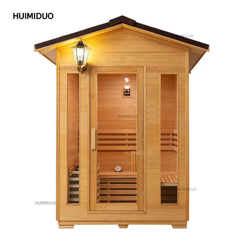 Solid Wood Garden with Stove Heater for 2 People Hemlock Outdoor Sauna